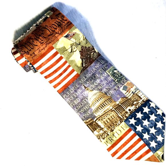 Eagles Wings Tie USA Flag Capitol Constitution Stamps Government History July 4 - Picture 6 of 9